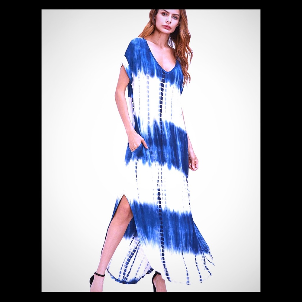 Maxi Dress Beachy Blue Tie Due